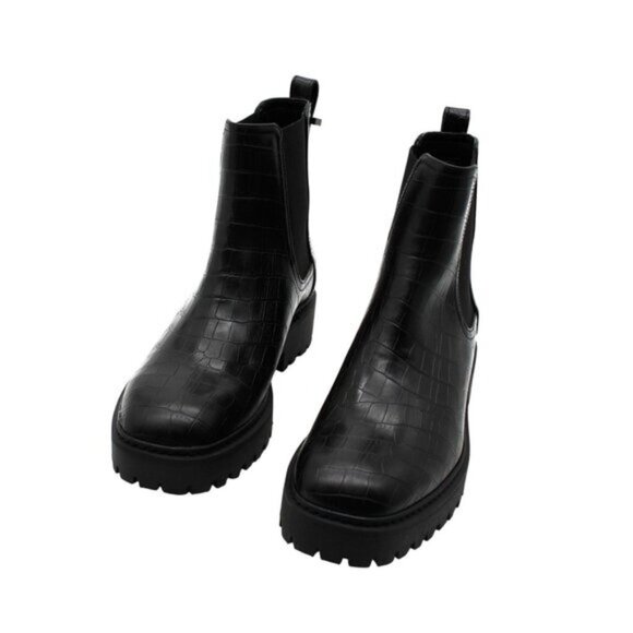 Reaction Kenneth Cole Womens Black Animal Print Padded  Wedge Chelsea Boot - 6 M - Picture 6 of 8